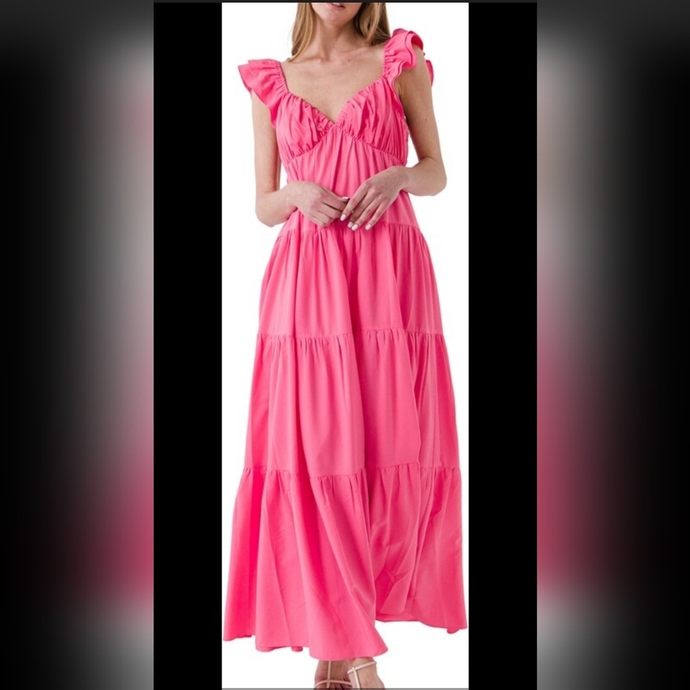 FREE THE ROSE Elegant Pink Sleeveless Dress,Sise XS